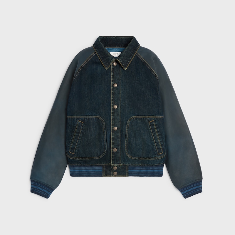teddy jacket in cotton denim