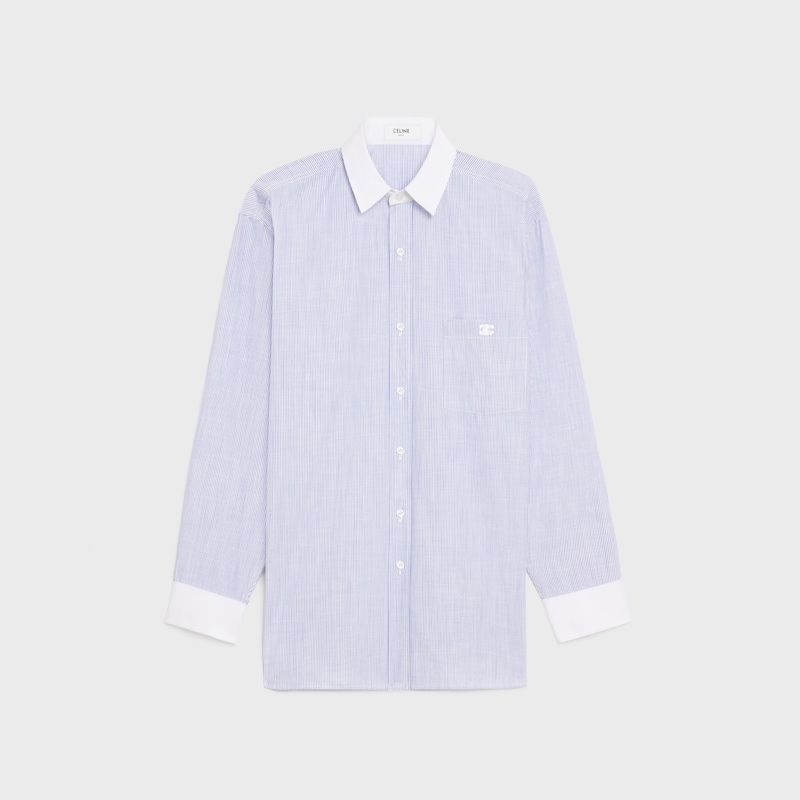 oversized shirt in striped chambray cotton