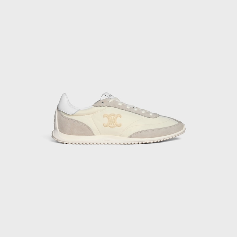 celine racer - low top sneaker with triomphe in nylon suede calfskin and calfskin